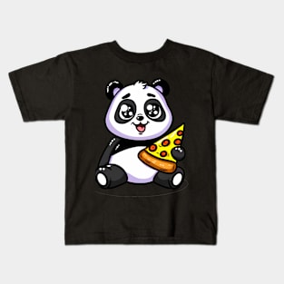 Cute Panda Bear Eating Pizza Kids T-Shirt